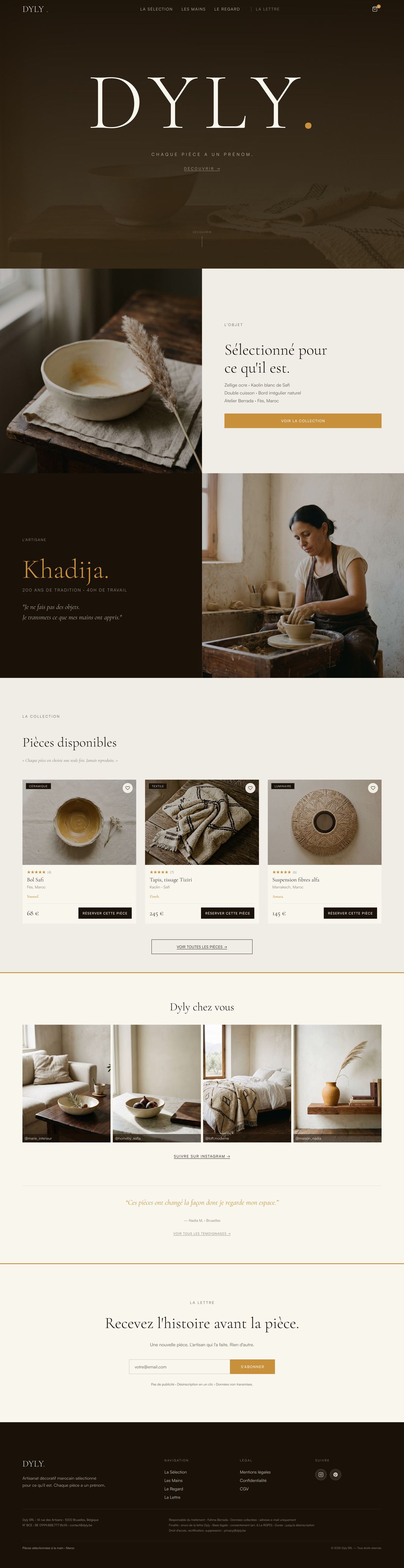 Maquette homepage DYLY desktop, page complète