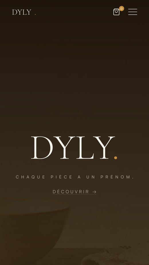 Maquette homepage DYLY mobile, section hero